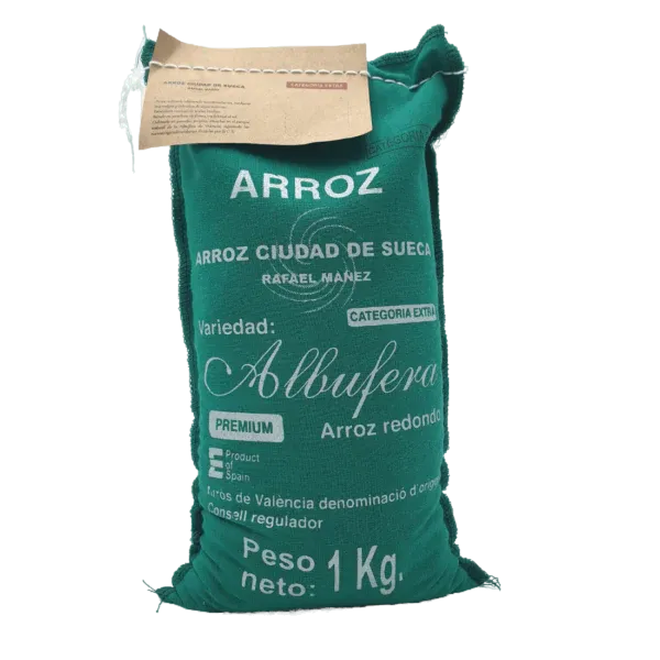 Saco de tela arroz variedad Albufera ciudad de sueca