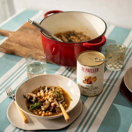 receta caldo vegano a leña El Paeller